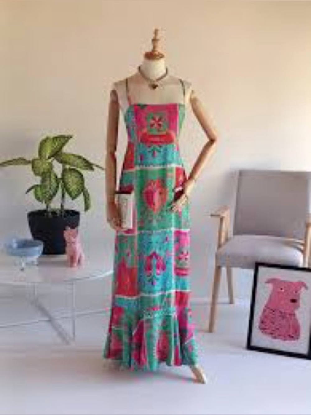 Paper Heart Tropical Floral Maxi Dress Size M Resort Vacation Colorful